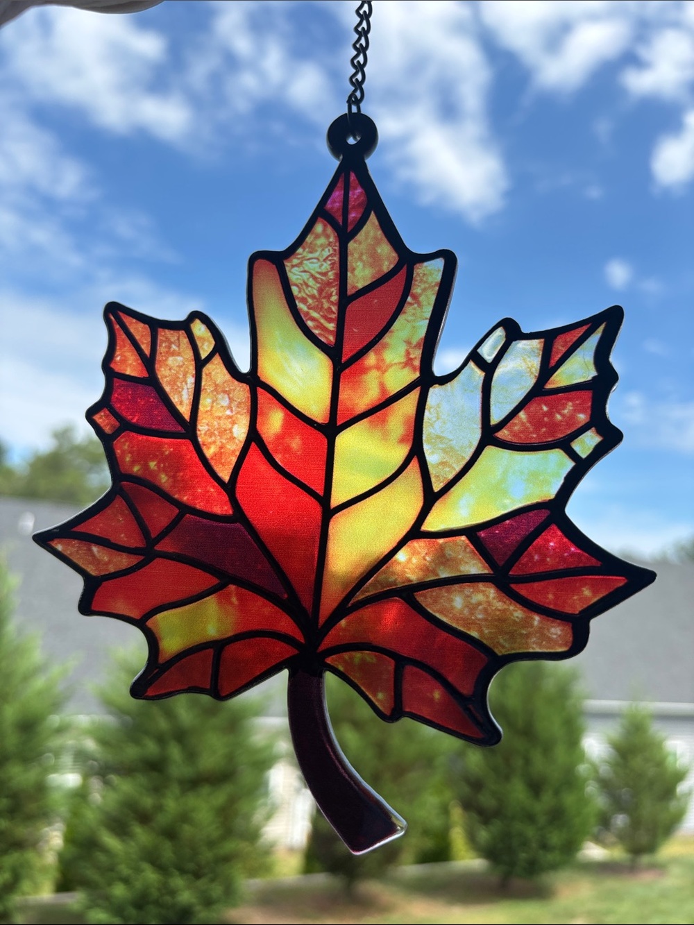 Hobby Lobby Stained Glass Maple fall leaf,intricate veining,window autumn decor